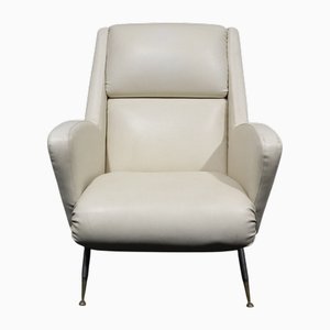 White Leather Armchair, 1960s