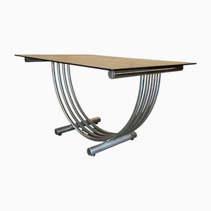 Mid-Century Modern Esstisch aus Chrom, Messing & Glas, 1960er