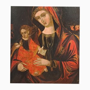 Dalmatinischer oder kretischer Schulkünstler, Madonna mit Kind, 16.-17. Jh., Malerei auf Holz
