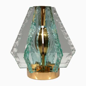 Tischlampe aus gemeißeltem Glas aus Messing von Gino Paroldo für Dinodei, 1960er