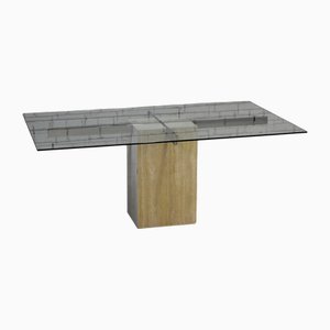 Travertine Base Table from Artedi, Italy