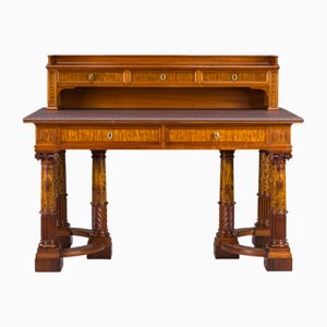 Wilhelmine Secretary in Walnut & Exotic Veneer with Leather Top