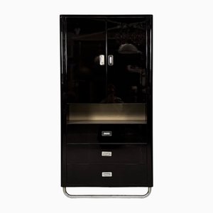 Armadio moderno in legno laccato nero, Italia, anni '70