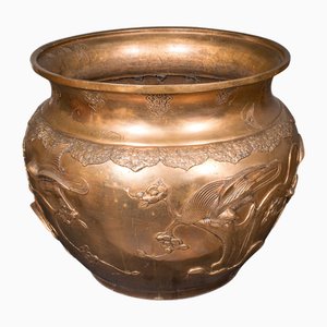 Large Antique Japanese Bronze Tree Planter Pot, 1880