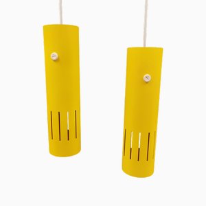 Gelbe Posaunen Hängelampen von Lyskaer Belysning, Dänemark, 1980er, 2er Set