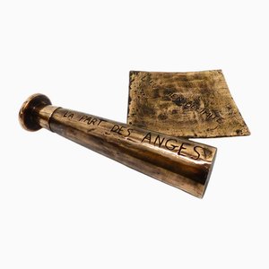 Brutalist Bronze Ashtray and Candleholder, France, 1980s, Set of 2