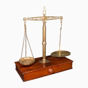 Báscula de farmacia inglesa antigua grande, 1850