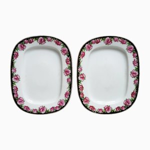 Platos de servicio vieneses antiguos de porcelana. Juego de 2