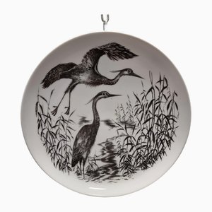 Vintage Wall Plate with Herons, 1980s