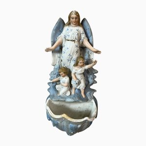 Biscuit Angel Holy Water Font, 1890s