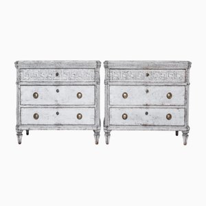 Swedish Gustavian Painted Chest of Drawers, 1860, Set of 2