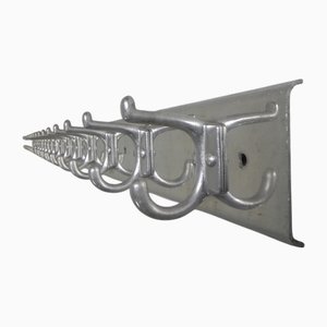 Long Aluminum Wall Coat Rack with 16 Double Hooks, 1960s