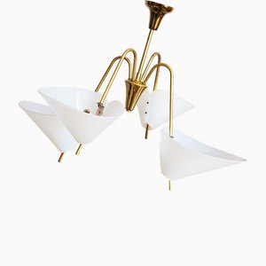 Mid-Century Modern Austrian Brass Chandelier by Rupert Nikoll, 1950s