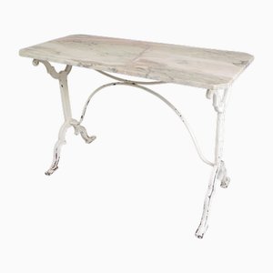 Garden Bistro Table with Marble Top, 1930s