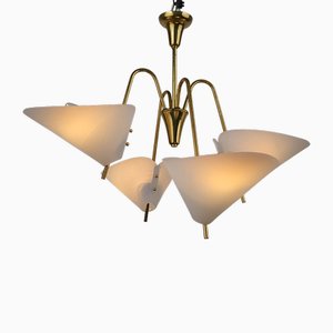 Mid-Century Modern Austrian Brass Chandelier by Rupert Nikoll, 1950s