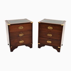 Antique Military Campaign Bedside Chests, 1930, Set of 2