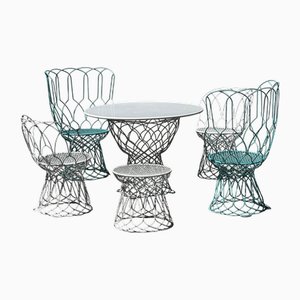 Set da giardino serie Re-Trouvé in acciaio ritorto di Patricia Urquiola per Emu, set di 6