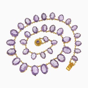 Abgestufte Amethyst Halskette aus vergoldetem Metall, Anfang des 20. Jahrhunderts, 1890er