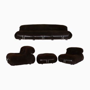 Soriana Sofa, Sessel & Fußhocker von Afra E Tobia Scarpa für Cassina, 1970er, 4er Set