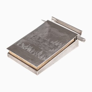 Bloc-Notes & Crayon Vintage 20ème Siècle en Argent de Asprey of London, 1974, Set de 2