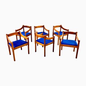Vico Magistretti zugeschriebene Carimate Armlehnstühle für Cassina, 1960er, 6er Set