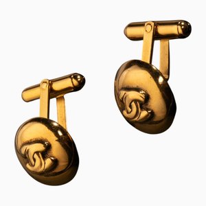 Boutons de Poignée Vintage en Métal Doré avec Logo Double C No. 368 de Chanel, 1990s