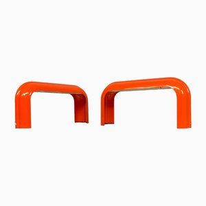 Lampes de Bureau Eco Space Age en Métal Orange par Luciano Annichini pour Artemide, Italie, 1970s, Set de 2