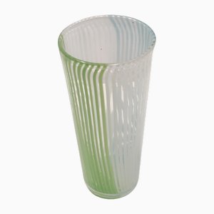 Vintage Green, White and Light Blue Murano Glass Vase attributed to Dino Martens, 1950s