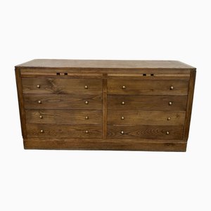 1930s Oak, Walnut and Chestnut Shop Counter with 8 Drawers and 2 Shelves