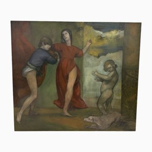 Paul Storey, Three Figures with a Dog, 1980s, Oil on Canvas