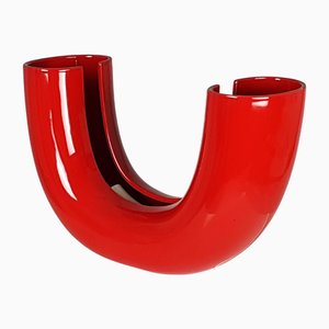 Lampada da tavolo Tubo rossa di Tomoko Tsuboi Ponzio per Ceramica Franco Pozzi, 1968