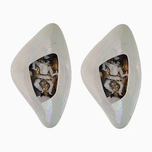 Ceramic Wall Lamps by Luigi Carron for Alcyone Ceramics, Marostica, Italy, 1955, Set of 2