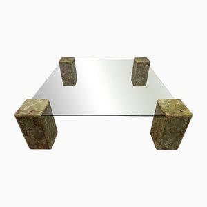 Großer Couchtisch aus Onyx & Glas, 1980er