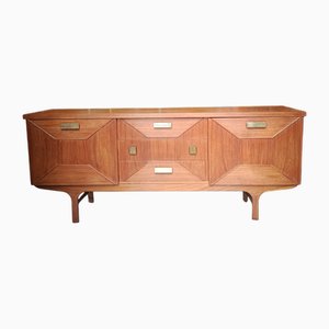 Dänisches Mid-Century Teak Sideboard mit Griffen aus vergoldeter Bronze, 1960er