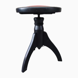Art Deco Adjustable Wooden Piano Stool, 1950s
