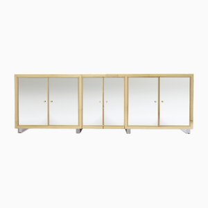 Credenza vintage in ottone a specchio di Michel Pigneres, anni '70