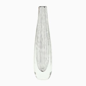 Large Mid-Century Scandinavian Striped Glass Vase by Vicke Lindstrand for Kosta, Sweden, 1950s