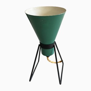 Small Mid-Century Modern Italian Aluminum Table Lamp with Conical Shade, 1950s