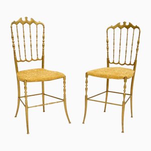 Italienische Vintage Chiavari Esszimmerstühle aus Messing, 1950