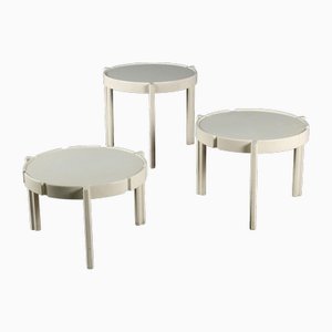 Tables Gigognes en Bois Laqué Blanc, 1960s
