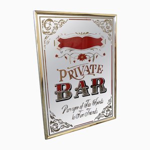 Private Bar Mirror Sign, 1980s