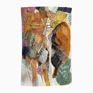 uvre d'Art Textile Gobelin avec Paysage Abstrait Tissé à la Main en Laine, Pologne, 1955