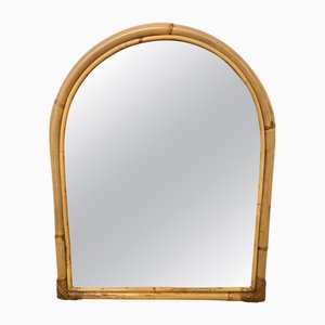 Italian Bamboo Rattan Arched Wall Mirror, 1960s