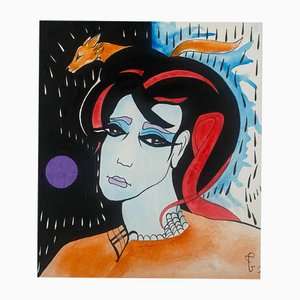 Saba Dolikashvili, Think, 2024, Mixed Media auf Karton