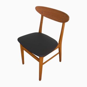 Silla de comedor danesa vintage de teca y haya de Farsrup, años 60