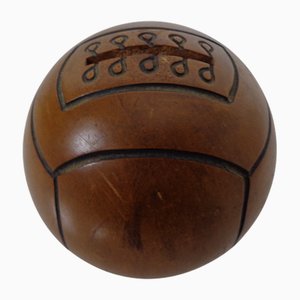 German Wooden Football Money Box with Key, 1930s