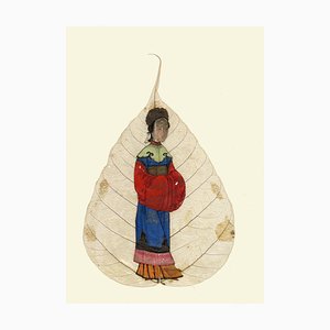 Chinese Bodhi Peepal Leaf Painting