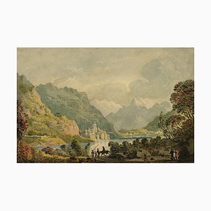 William Glover, Scène de lac, Nord de l'Angleterre, Début du XIXe siècle, Aquarelle