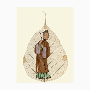 Chinese Bodhi Peepal Leaf Painting