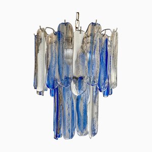 Coastal Glamour Italian Blue Riviera Murano Glass Chandelier, 1970s